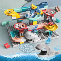 HKM-540627 Whale Rolling Ball Sliding Track Construction Toy Set - 135 Pieces, Educational Building Blocks for Ages 3 and Up