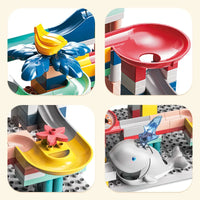 HKM-540627 Whale Rolling Ball Sliding Track Construction Toy Set - 135 Pieces, Educational Building Blocks for Ages 3 and Up