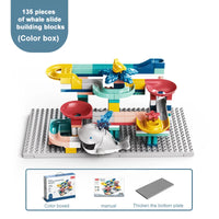 HKM-540627 Whale Rolling Ball Sliding Track Construction Toy Set - 135 Pieces, Educational Building Blocks for Ages 3 and Up