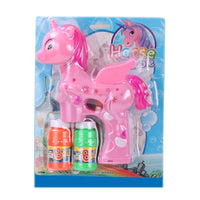 HKM-540691 Automatic Pink Horse-Themed Bubble Gun Toy with Lights and Music for Kids Ages 2-7