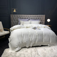 HKM-540819 Pure Cotton Quilted Bed Sheet Set - Solid Color Bedding for 1.5m and 1.8m Beds, Personalized Design