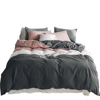 HKM-540883 Cotton Washed Four-Piece Double Bed Quilt Cover Set in Various Colors