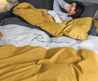 HKM-540883 Cotton Washed Four-Piece Double Bed Quilt Cover Set in Various Colors