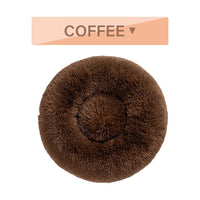 HKM-540883 Fluffy Donut Pet Bed - Soft Long Plush Cushion for Dogs and Cats, Multiple Sizes Available