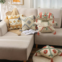 HKM-540947 Embroidered Cotton Pillowcase - Stylish 45x45cm Tufted Design for Living Room or Bedroom