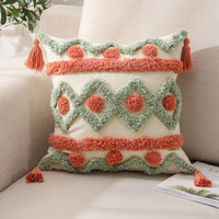 HKM-540947 Embroidered Cotton Pillowcase - Stylish 45x45cm Tufted Design for Living Room or Bedroom
