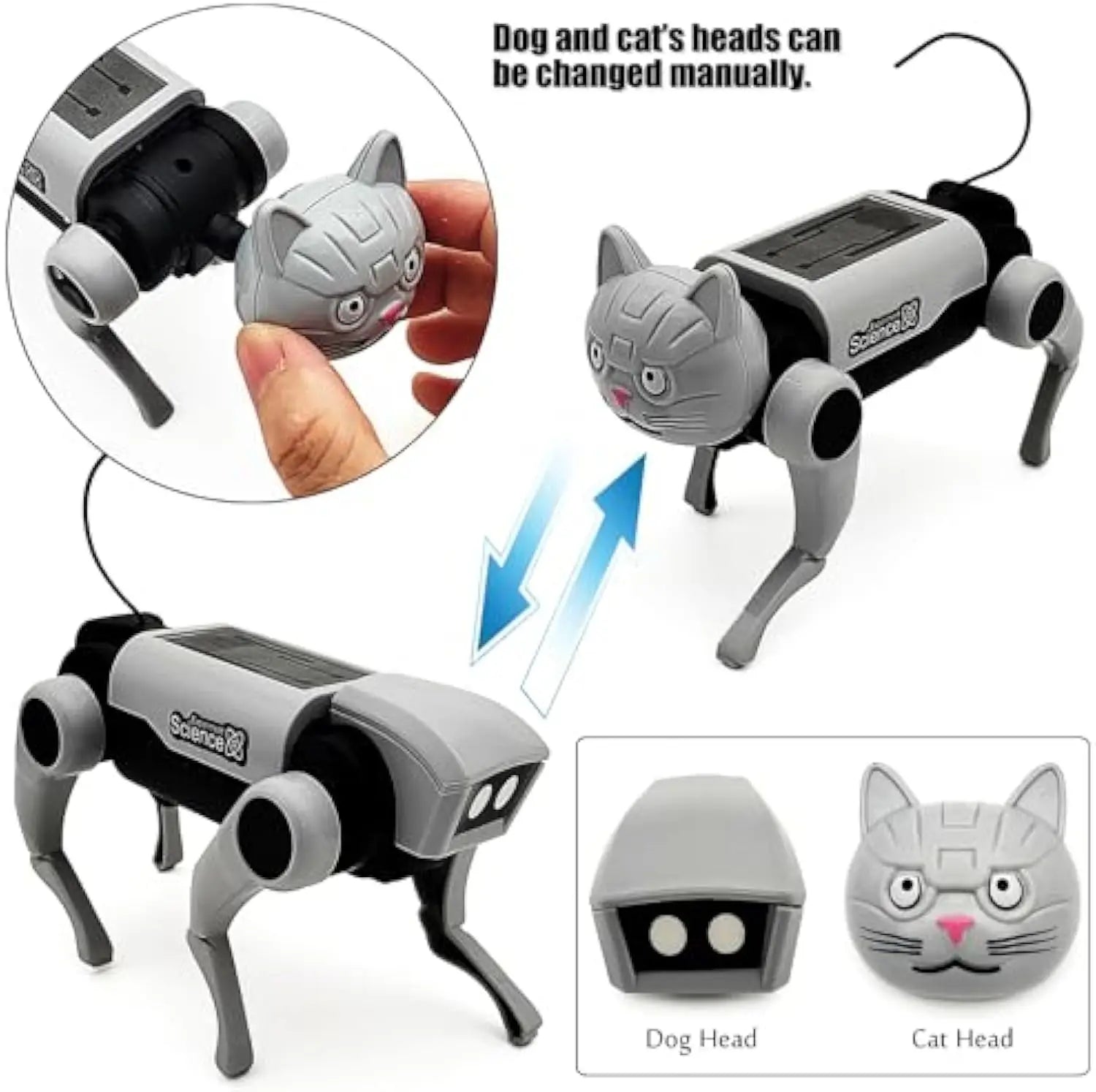 HKM-541011 Interactive Remote Control Robot Dog Toy for Kids, Ages 8 and Up, Electric Solar-Powered Educational Kit