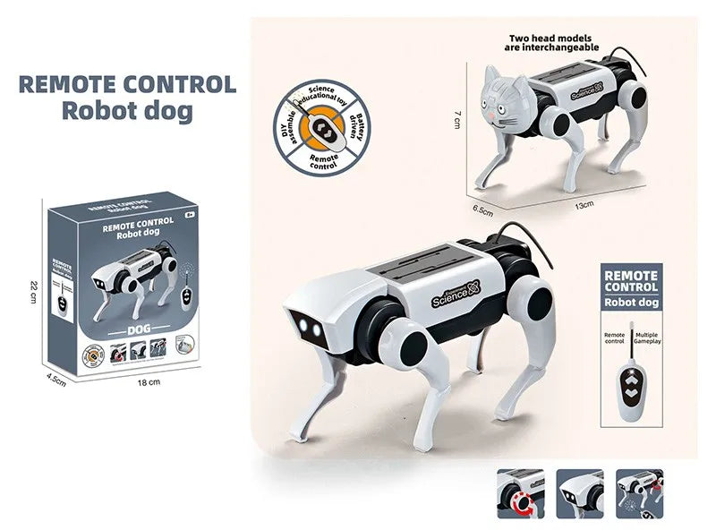 HKM-541011 Interactive Remote Control Robot Dog Toy for Kids, Ages 8 and Up, Electric Solar-Powered Educational Kit