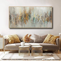HKM-541139 Handmade Abstract Oil Painting on Canvas - Modern Horizontal Wall Art for Living Room and Bedroom Decor