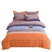 HKM-541203 Cotton Brushed Printed Four-Piece Bedding Set in Stripes, Rainbow, Cartoon, and Floral Designs