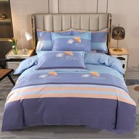 HKM-541203 Cotton Brushed Printed Four-Piece Bedding Set in Stripes, Rainbow, Cartoon, and Floral Designs
