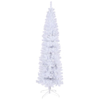 HKM-541331 7.5 Feet White Slender Faux Christmas Tree with Foldable Metal Stand