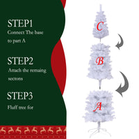 HKM-541331 7.5 Feet White Slender Faux Christmas Tree with Foldable Metal Stand