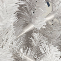HKM-541331 7.5 Feet White Slender Faux Christmas Tree with Foldable Metal Stand