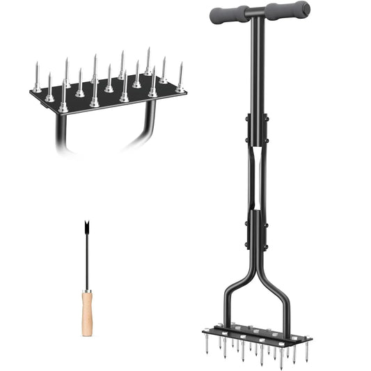 KTX-541395 Lawn Aerator with Iron Spikes for Soil Dethatching and Aeration