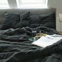 HKM-541523 Nordic Style Linen Bed Linen Set - Solid Color Antibacterial Bedding Collection, Available in Three or Four Pieces