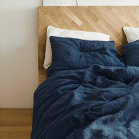 HKM-541523 Nordic Style Linen Bed Linen Set - Solid Color Antibacterial Bedding Collection, Available in Three or Four Pieces