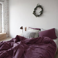 HKM-541523 Nordic Style Linen Bed Linen Set - Solid Color Antibacterial Bedding Collection, Available in Three or Four Pieces