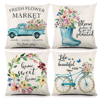 HKM-541587 Modern Minimalist Linen Pillowcase Set - Four 45x45cm Cushion Covers in Landscape Patterns