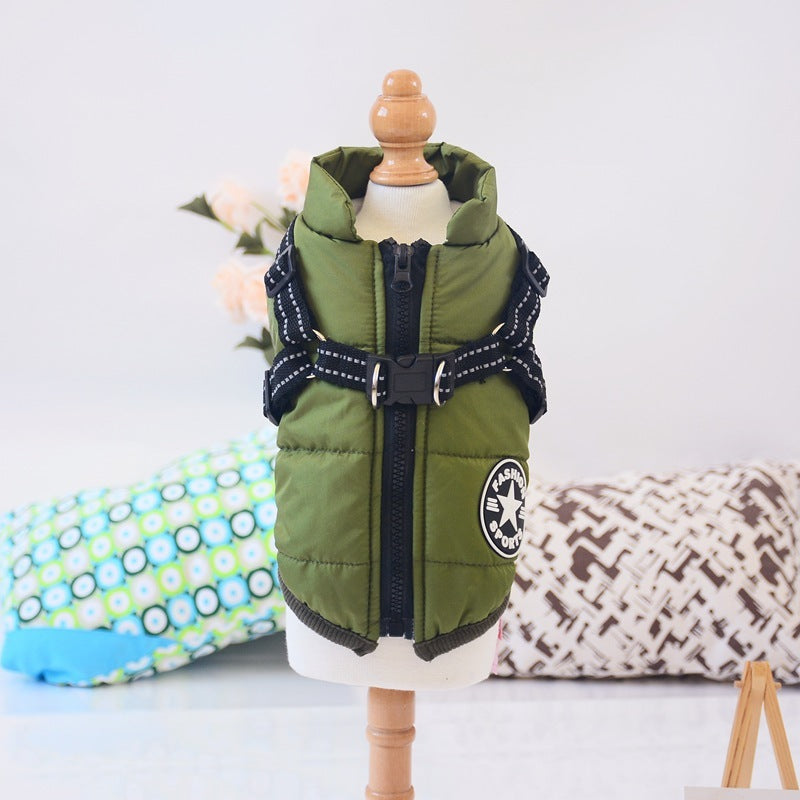 HKM-541715 Waterproof Winter Dog Coat with Harness for Large Breeds and Small Dogs