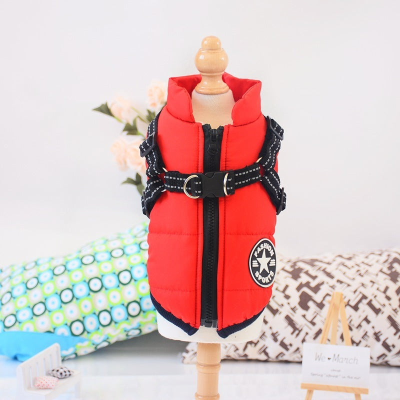 HKM-541715 Waterproof Winter Dog Coat with Harness for Large Breeds and Small Dogs
