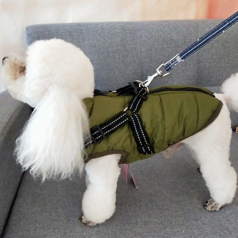 HKM-541715 Waterproof Winter Dog Coat with Harness for Large Breeds and Small Dogs