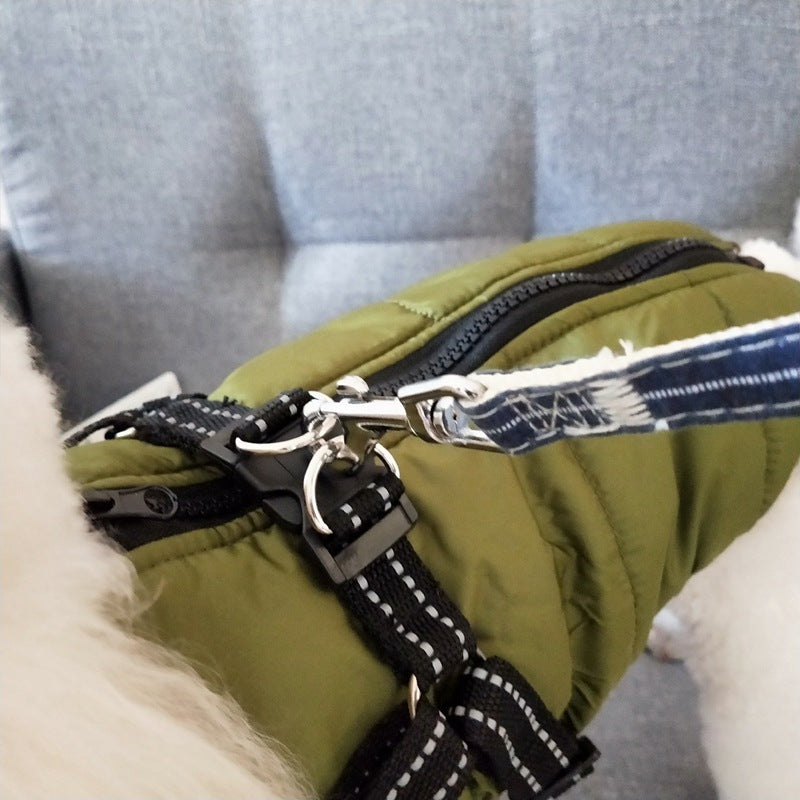 HKM-541715 Waterproof Winter Dog Coat with Harness for Large Breeds and Small Dogs