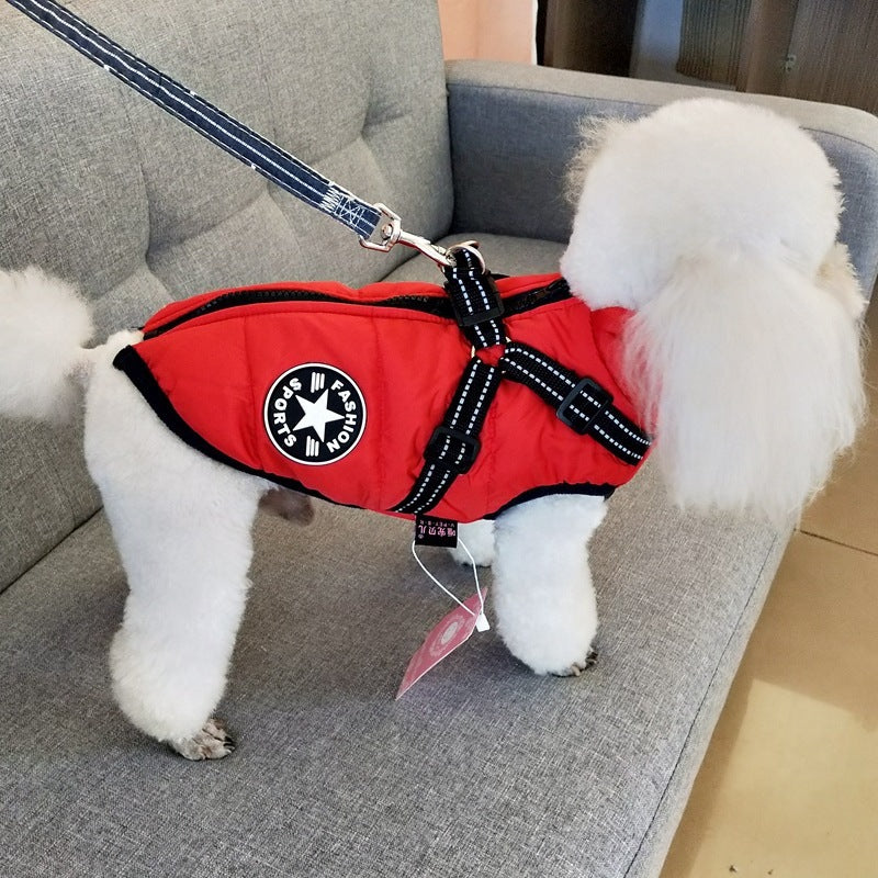 HKM-541715 Waterproof Winter Dog Coat with Harness for Large Breeds and Small Dogs