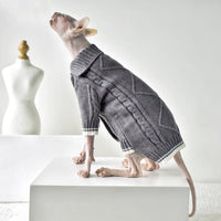 HKM-541779 Warm Space Gray Cardigan Sweater for Hairless Cats - Size XXL