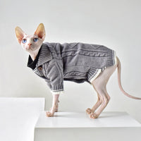HKM-541779 Warm Space Gray Cardigan Sweater for Hairless Cats - Size XXL
