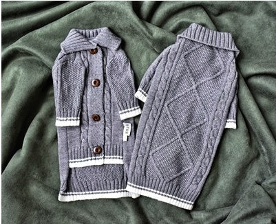 HKM-541779 Warm Space Gray Cardigan Sweater for Hairless Cats - Size XXL