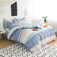 HKM-542035 Three-Piece Pure Cotton Printed Bedding Set - Includes Quilt Cover, Bed Sheet, and Pillowcase