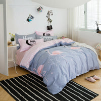 HKM-542035 Three-Piece Pure Cotton Printed Bedding Set - Includes Quilt Cover, Bed Sheet, and Pillowcase