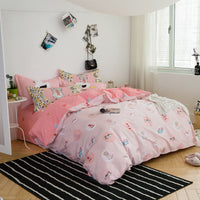 HKM-542035 Three-Piece Pure Cotton Printed Bedding Set - Includes Quilt Cover, Bed Sheet, and Pillowcase