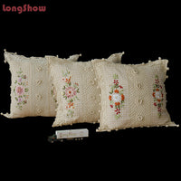 HKM-542099 Cotton and Linen Embroidered Pillow Case Cushion, 45 x 45 cm