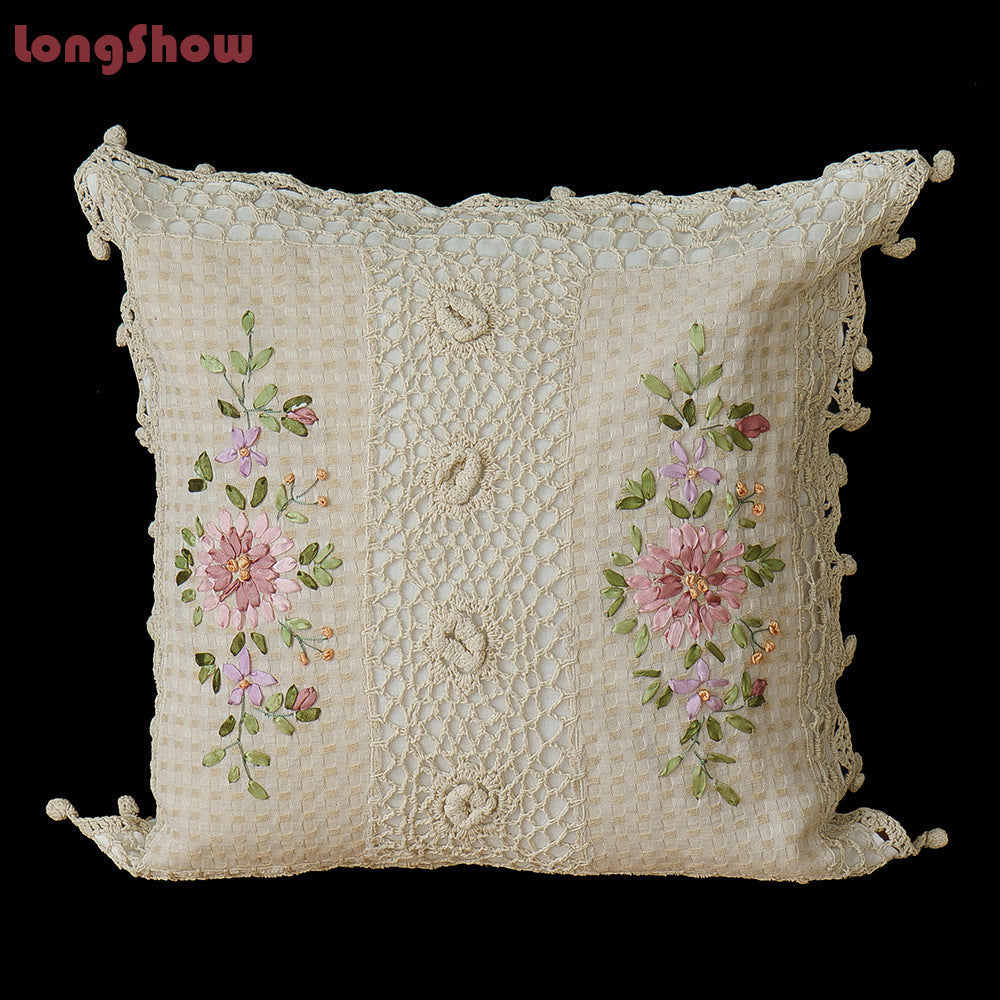 HKM-542099 Cotton and Linen Embroidered Pillow Case Cushion, 45 x 45 cm