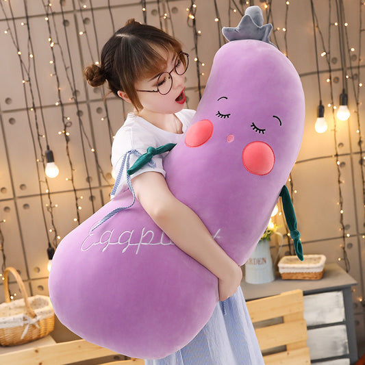 HKM-542163 Narrow Eyes Vegetable Pillow - Crystal Super Soft Plush, PPCotton Filling