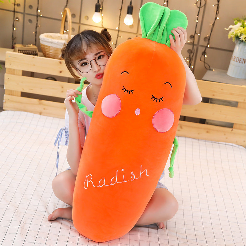 HKM-542163 Narrow Eyes Vegetable Pillow - Crystal Super Soft Plush, PPCotton Filling