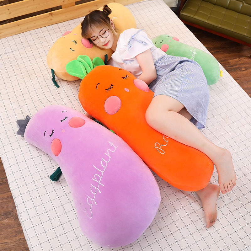 HKM-542163 Narrow Eyes Vegetable Pillow - Crystal Super Soft Plush, PPCotton Filling