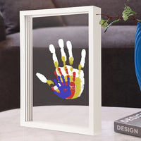 HKM-542291 Handprint Photo Frame Kit with Paint, Brush, and Marker - Modern Rectangle Design