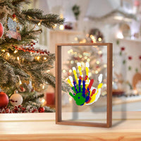 HKM-542291 Handprint Photo Frame Kit with Paint, Brush, and Marker - Modern Rectangle Design
