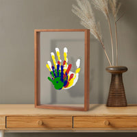 HKM-542291 Handprint Photo Frame Kit with Paint, Brush, and Marker - Modern Rectangle Design