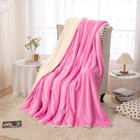 HKM-542355 Thick Double Layer Flannel Blanket – Soft Polyester Fiber for All Seasons in Multiple Solid Colors