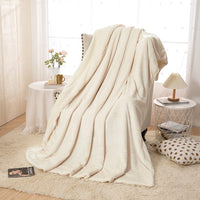 HKM-542355 Thick Double Layer Flannel Blanket – Soft Polyester Fiber for All Seasons in Multiple Solid Colors