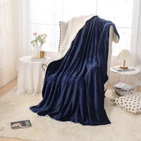 HKM-542355 Thick Double Layer Flannel Blanket – Soft Polyester Fiber for All Seasons in Multiple Solid Colors