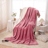 HKM-542355 Thick Double Layer Flannel Blanket – Soft Polyester Fiber for All Seasons in Multiple Solid Colors