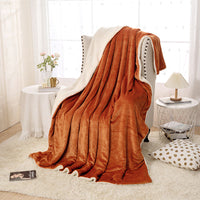 HKM-542355 Thick Double Layer Flannel Blanket – Soft Polyester Fiber for All Seasons in Multiple Solid Colors