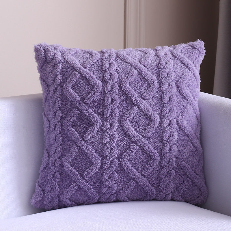 HKM-542419 Nordic Style Plush Throw Pillow Cover - Geometric Design in Light Blue, Dark Blue, Pink, Yellow, Purple, Turquoise Blue, Beige, 45x45cm