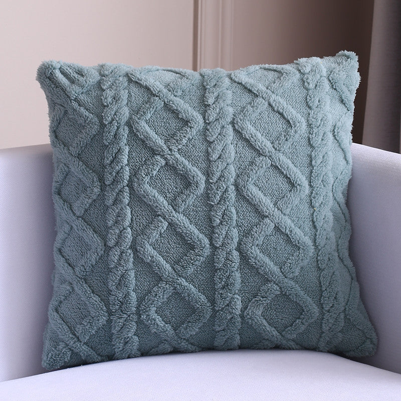 HKM-542419 Nordic Style Plush Throw Pillow Cover - Geometric Design in Light Blue, Dark Blue, Pink, Yellow, Purple, Turquoise Blue, Beige, 45x45cm