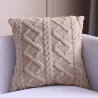HKM-542419 Nordic Style Plush Throw Pillow Cover - Geometric Design in Light Blue, Dark Blue, Pink, Yellow, Purple, Turquoise Blue, Beige, 45x45cm